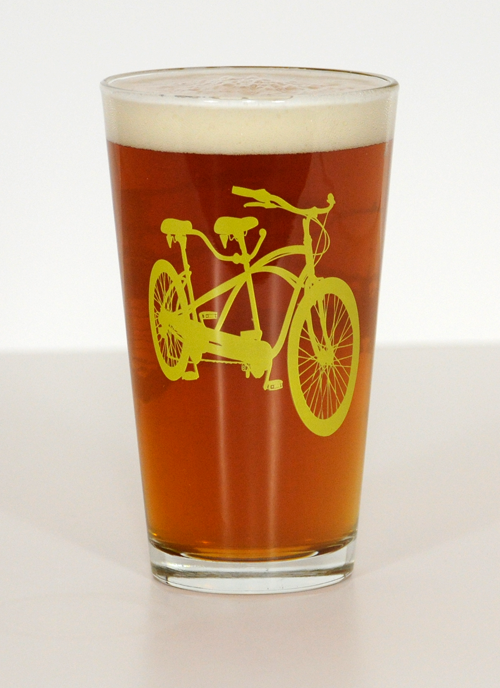 Road Bike Pint Beer Glasses with commercial quality baked on finish