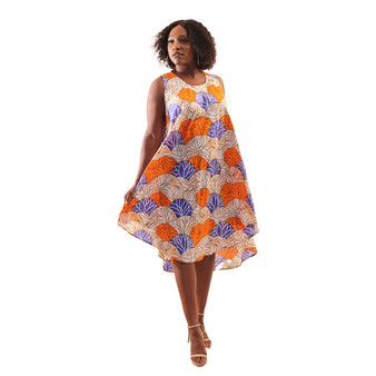 African print orange umbrella  dress