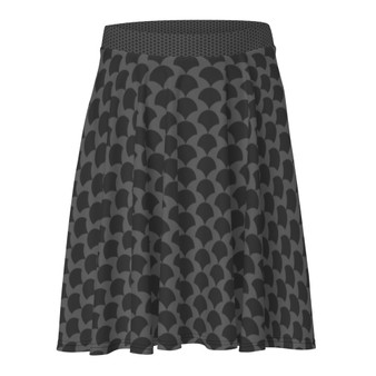 SC Grey Abstract Pattern Print-On Skater Skirt
