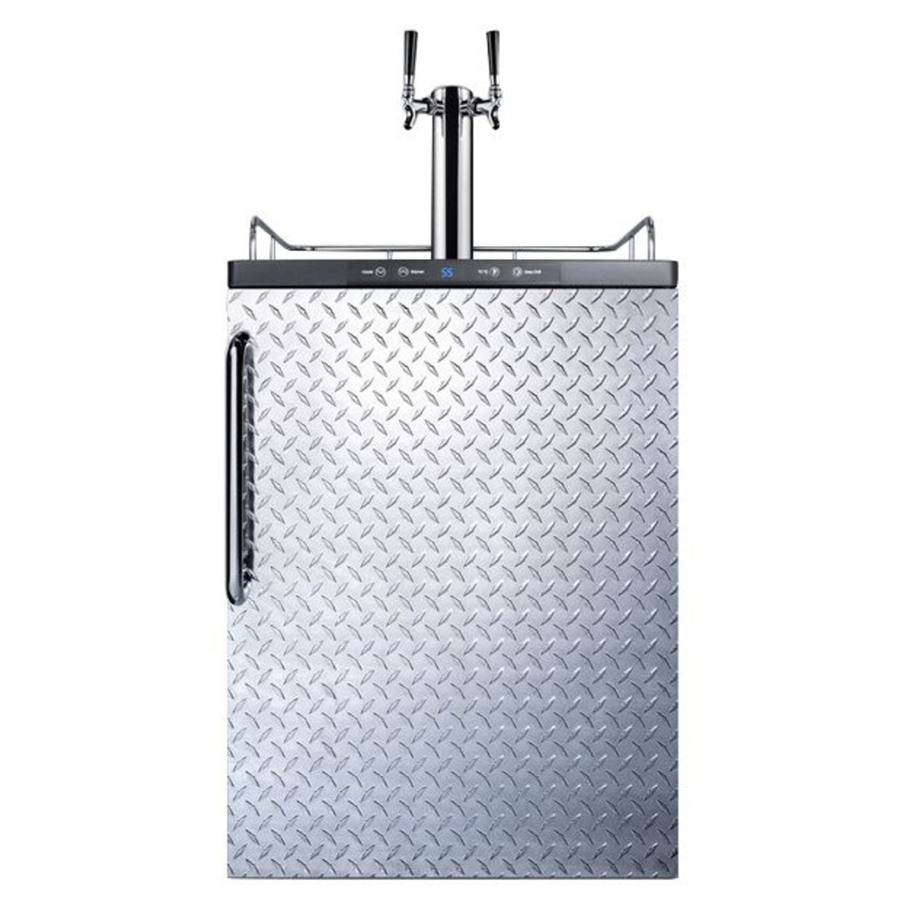 Summit Under Counter Kegerator 2 Faucets Diamond Plate Door