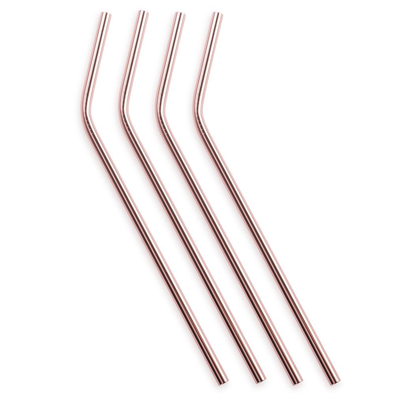 Viski Summit Polished Copper-Plated Cocktail Straws - Set of 4
