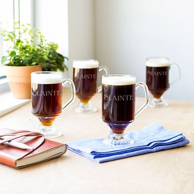 Personalized Irish Coffee Glass Mugs 10 Oz Set Of 4