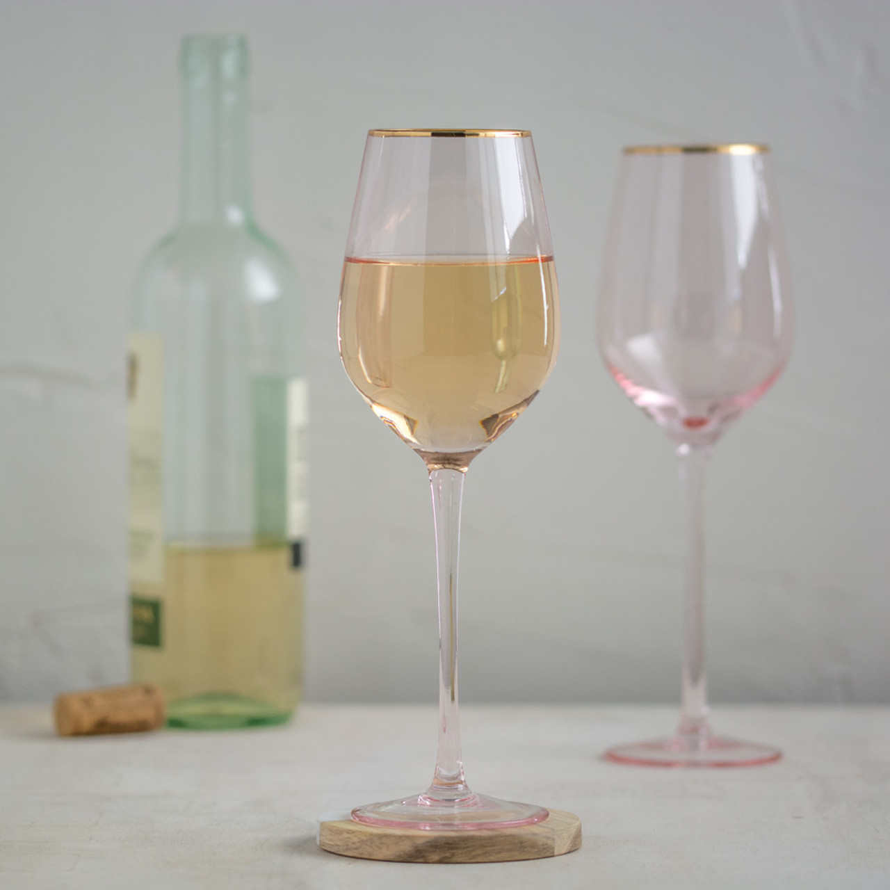 Twine Rose Crystal Stemless Wine Glass Set