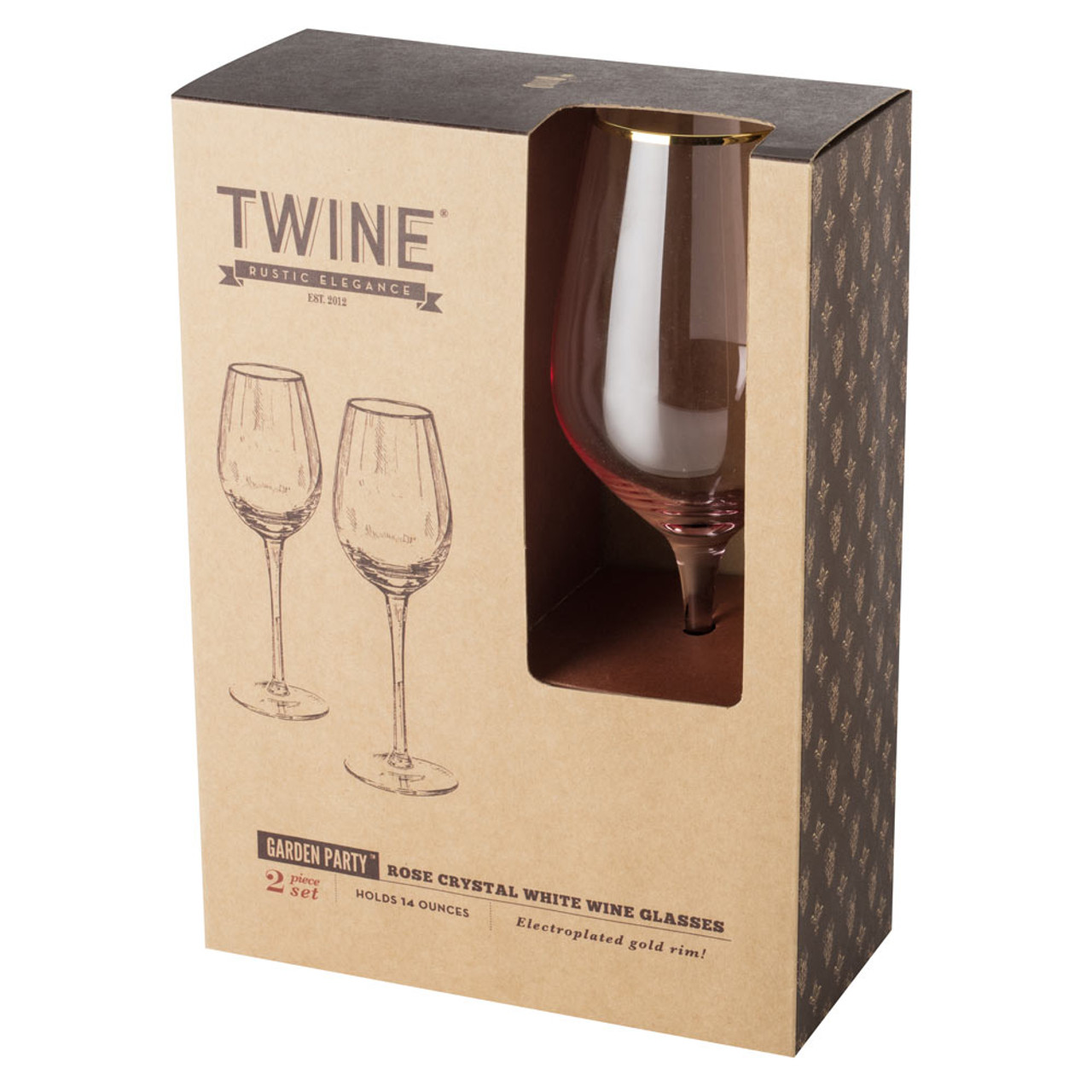 Twine Rose Crystal Red Wine Glass Set