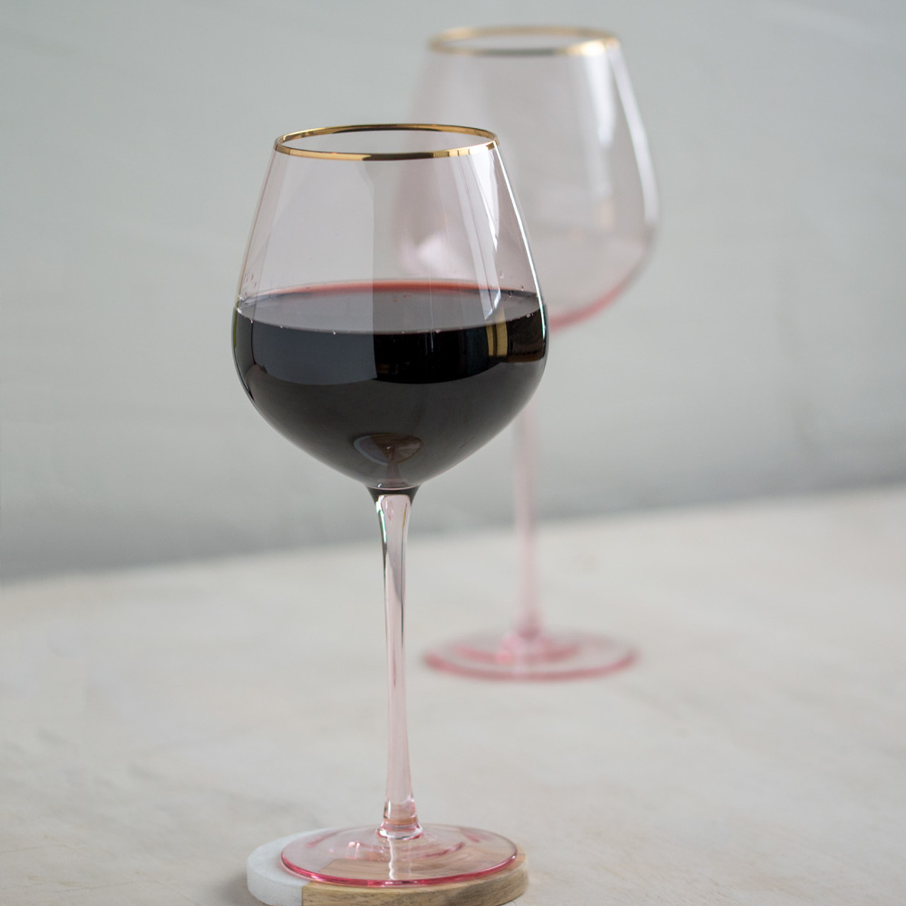 Raye Angled Crystal Burgundy Glasses Set of 2