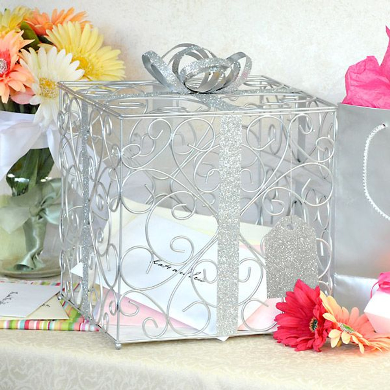 Amazon.com: OurWarm Silver Wedding Card Box with Lock, Wooden Gift Card Box  for Wedding Reception with Clear Window and Light, Wedding Envelope Money  Card Box for Party Graduation Birthday Baby Shower Decorations :