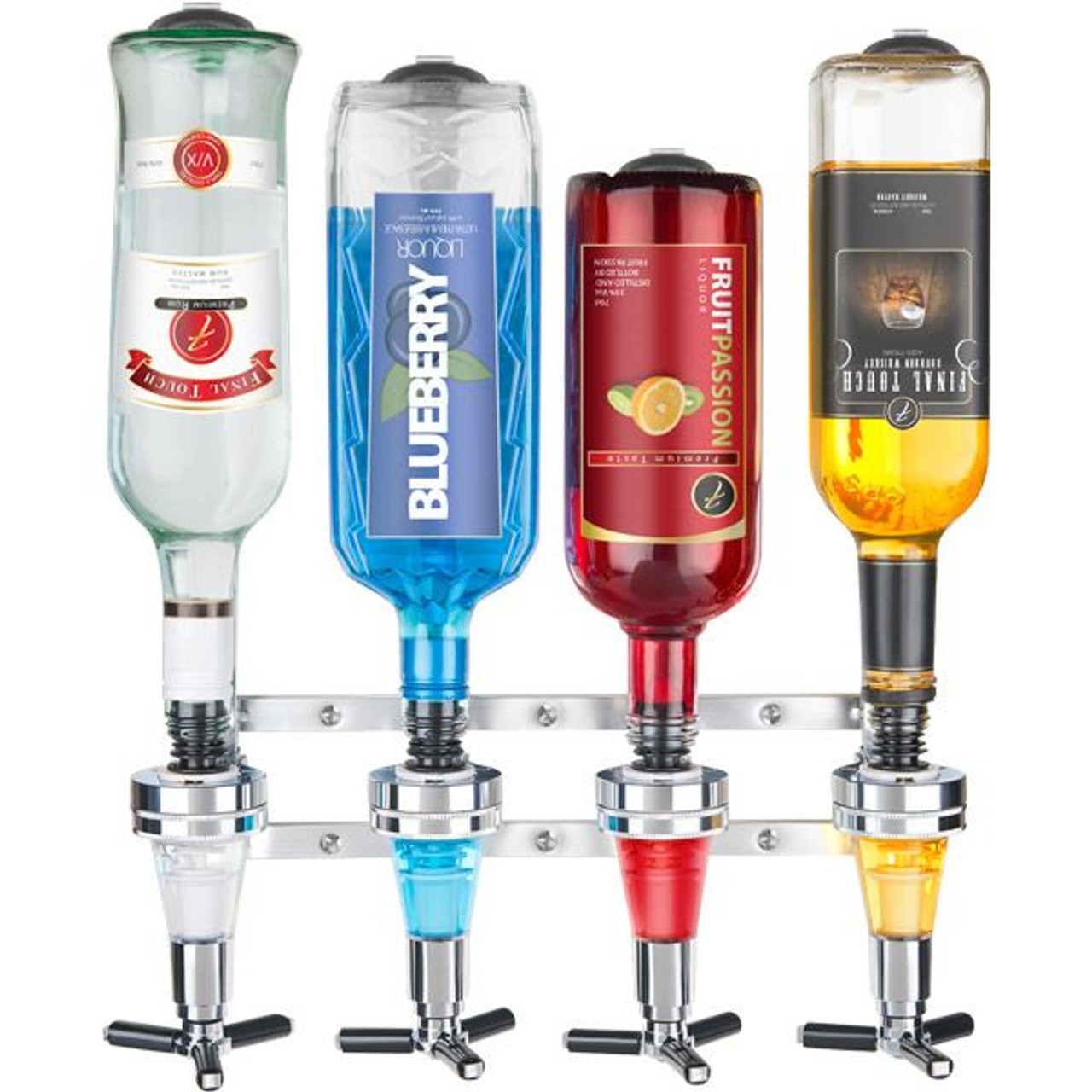 6 Bottle Liquor Dispenser Wall Mounted Cocktail Shaker Stand Wine