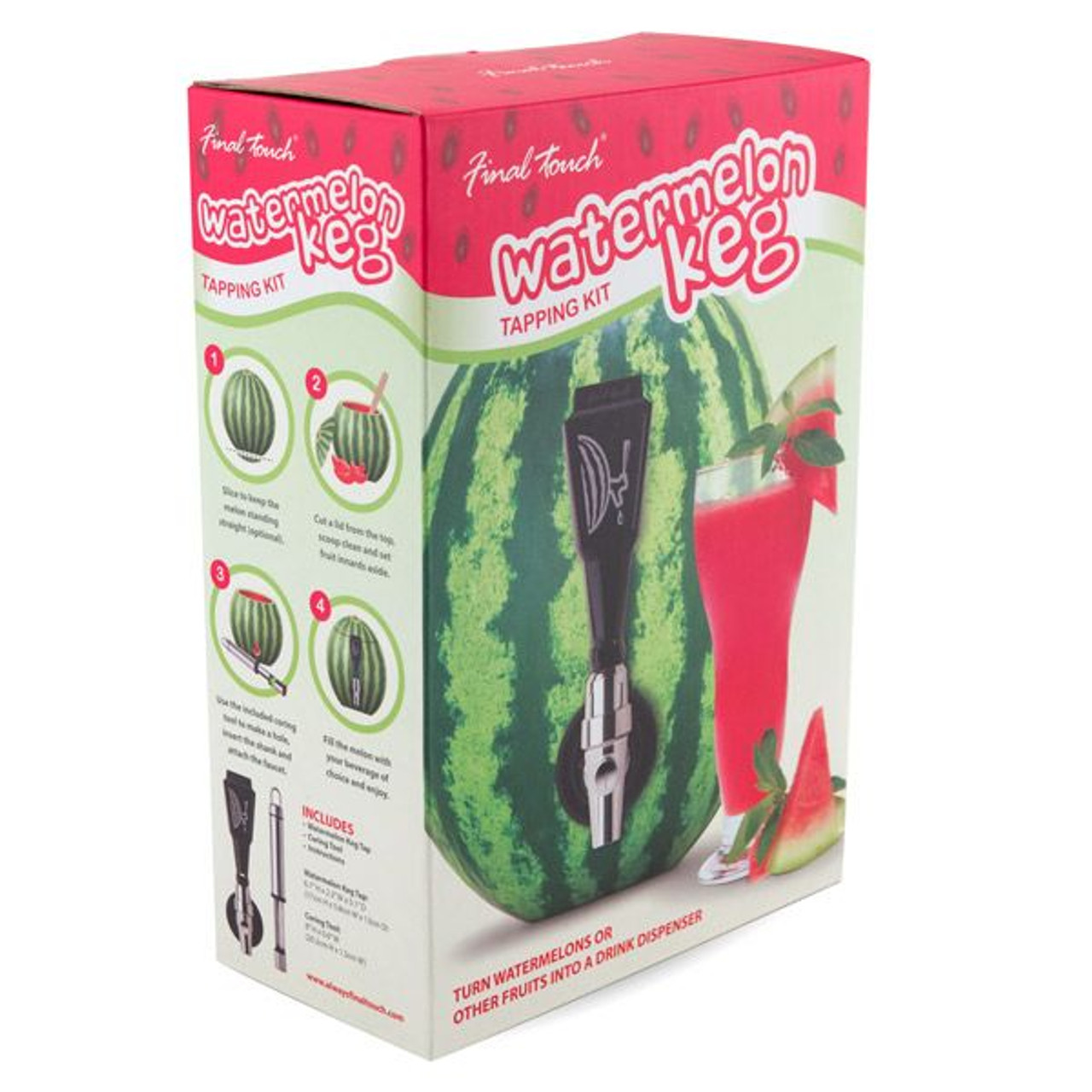 Watermelon Drink Dispenser & Cups - Party Supplies - 5 Pieces