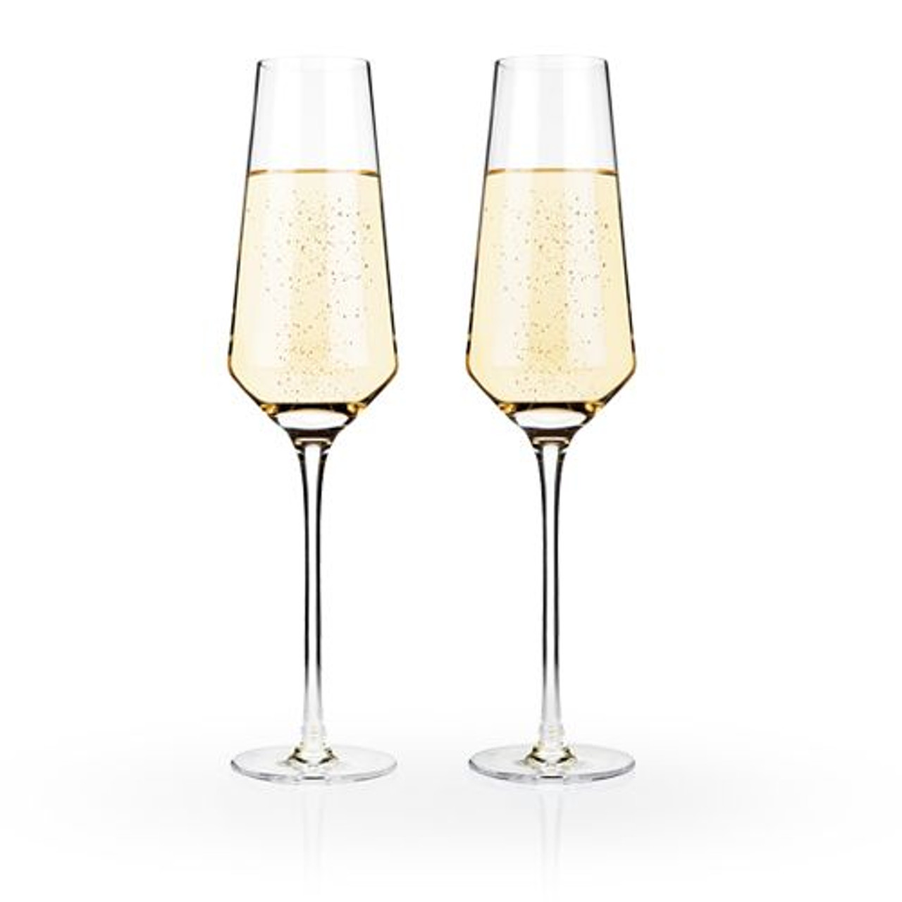 Viski Raye Crystal Champagne Flutes - 8 oz - Set of 2