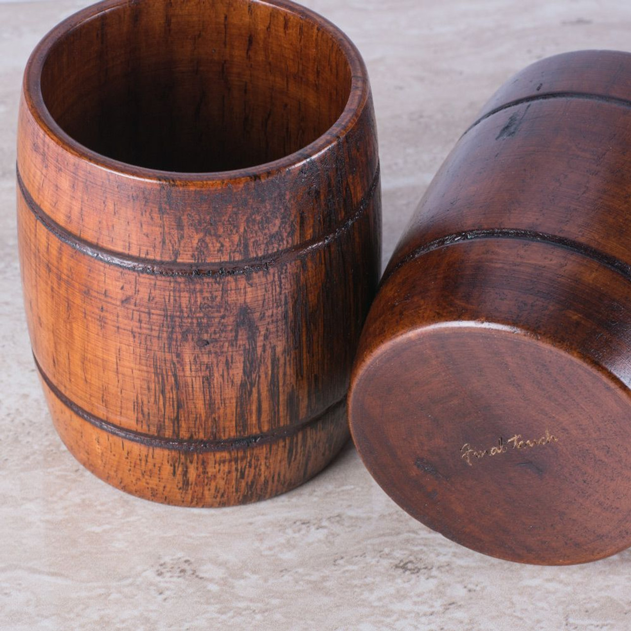 Handmade Wood Barrel Cocktail Tumblers - 12 oz - Set of 2