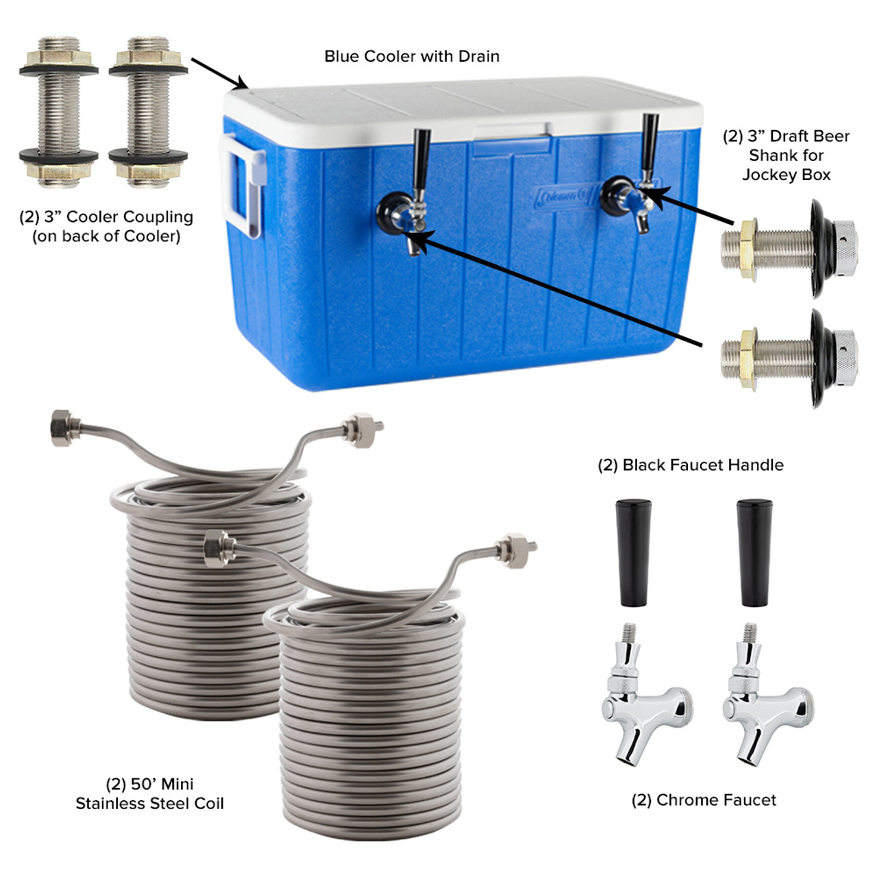 Stainless Steel Jockey Box with 2 Tap Beer Tower