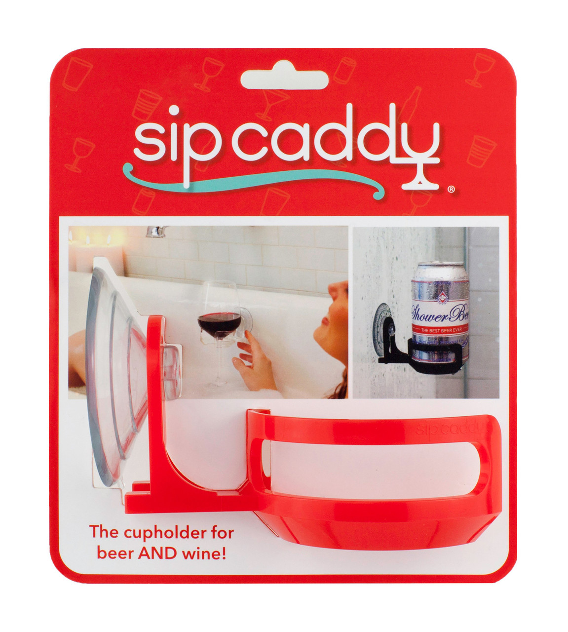 SipCaddy Shower & Bath Drink Holder Caddy - For Beer, Wine & More - KegWorks