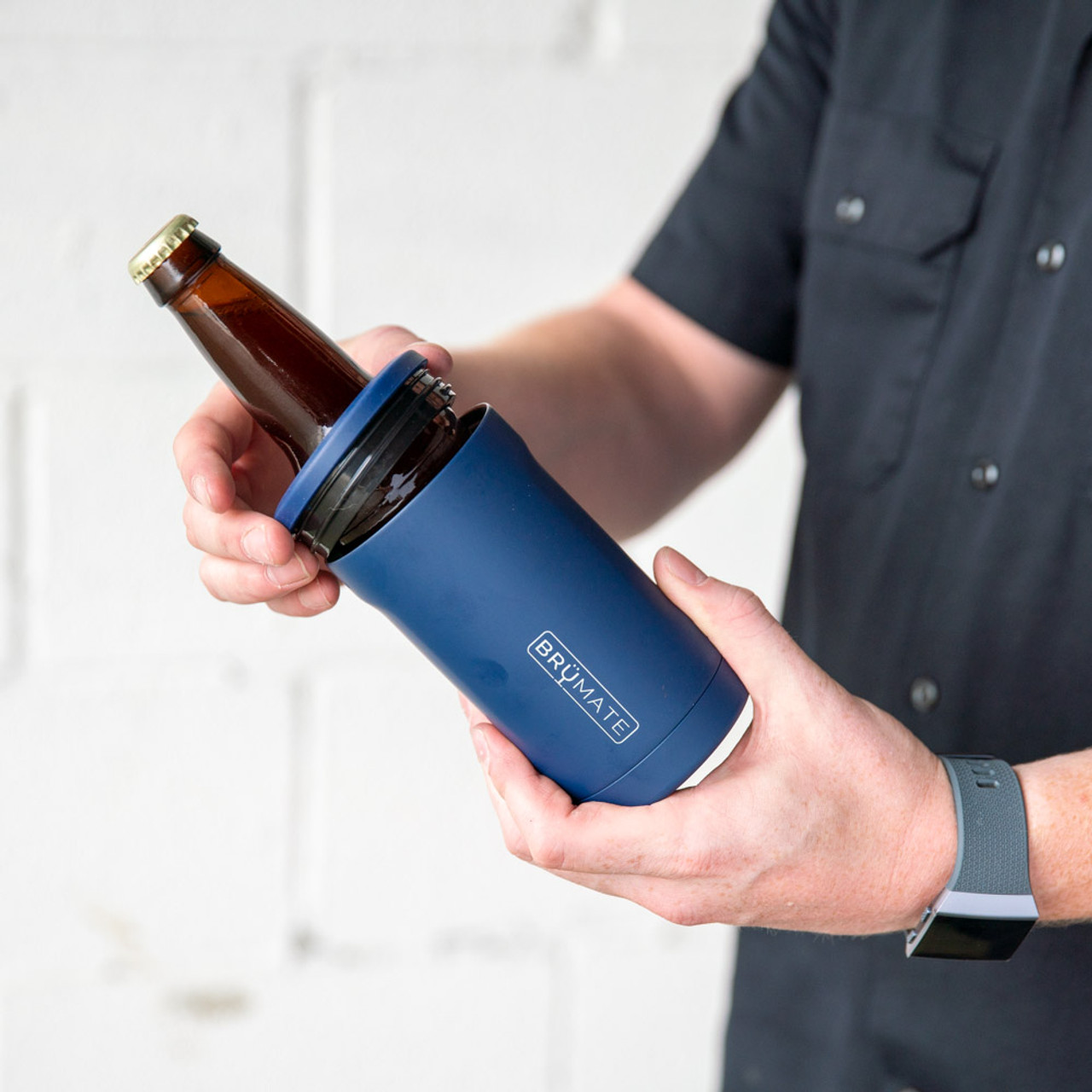 BrüMate Hopsulator Bott'l | Insulated Bottle Cooler | Matte Navy | 12oz Bottles