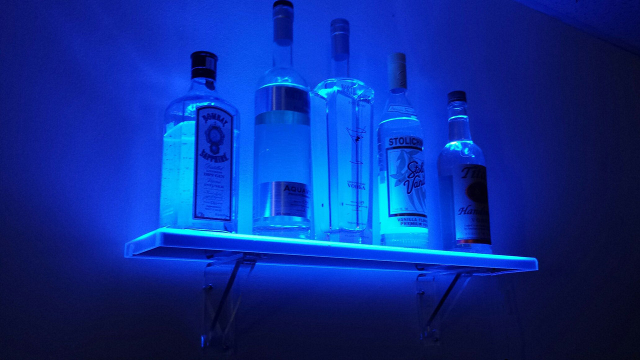 3 Step LED Display Shelf, Lighted Bar Shelves