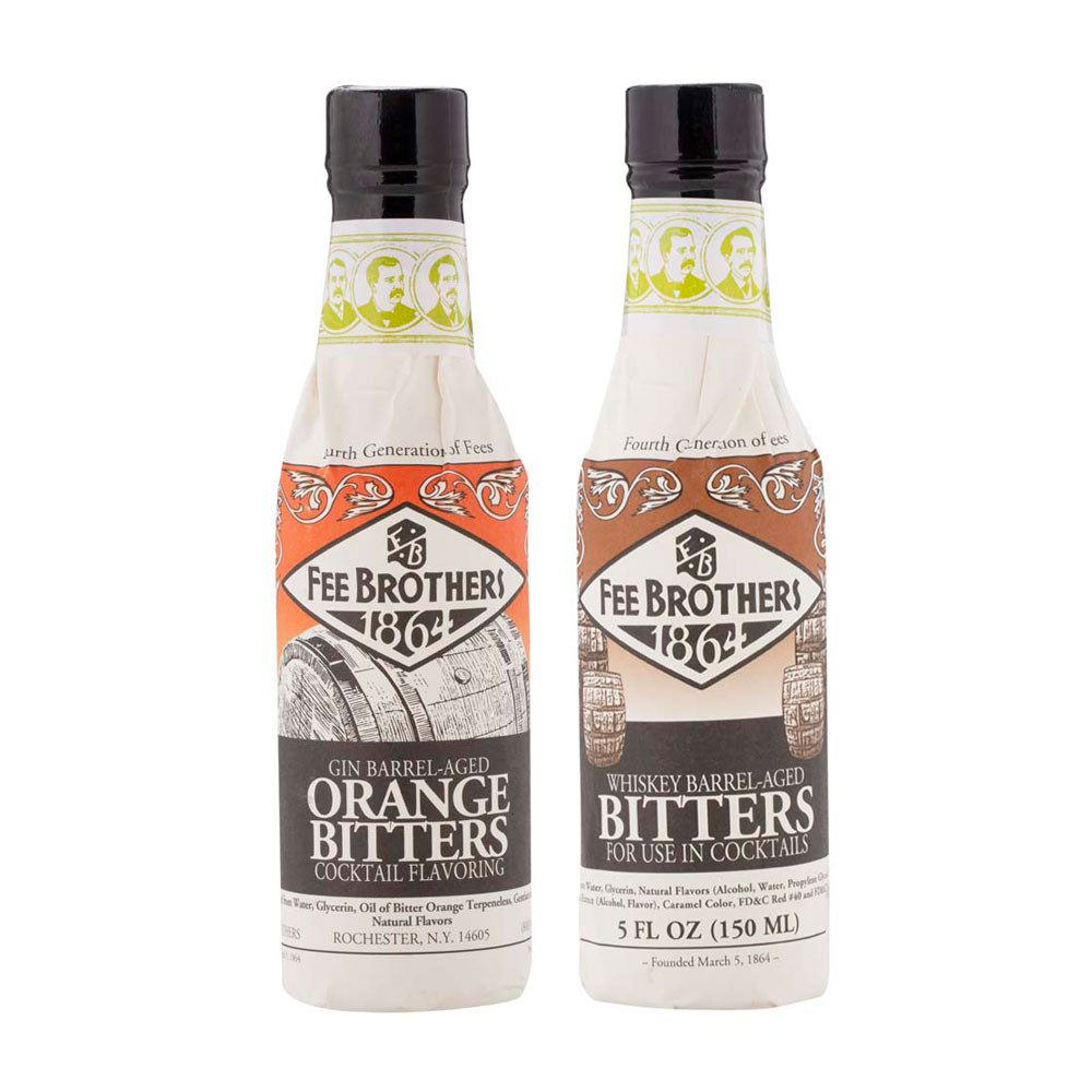 Fee Brothers Barrel Aged Bitters 2 Pack 5 Oz Gin Barrel Orange Whiskey Barrel Aromatic Bitters