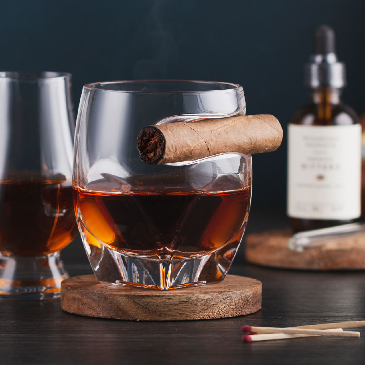 Godinger Arturo Cigar Whiskey Tumblers With Indented Cigar Rest - 11 oz -  Set of 2