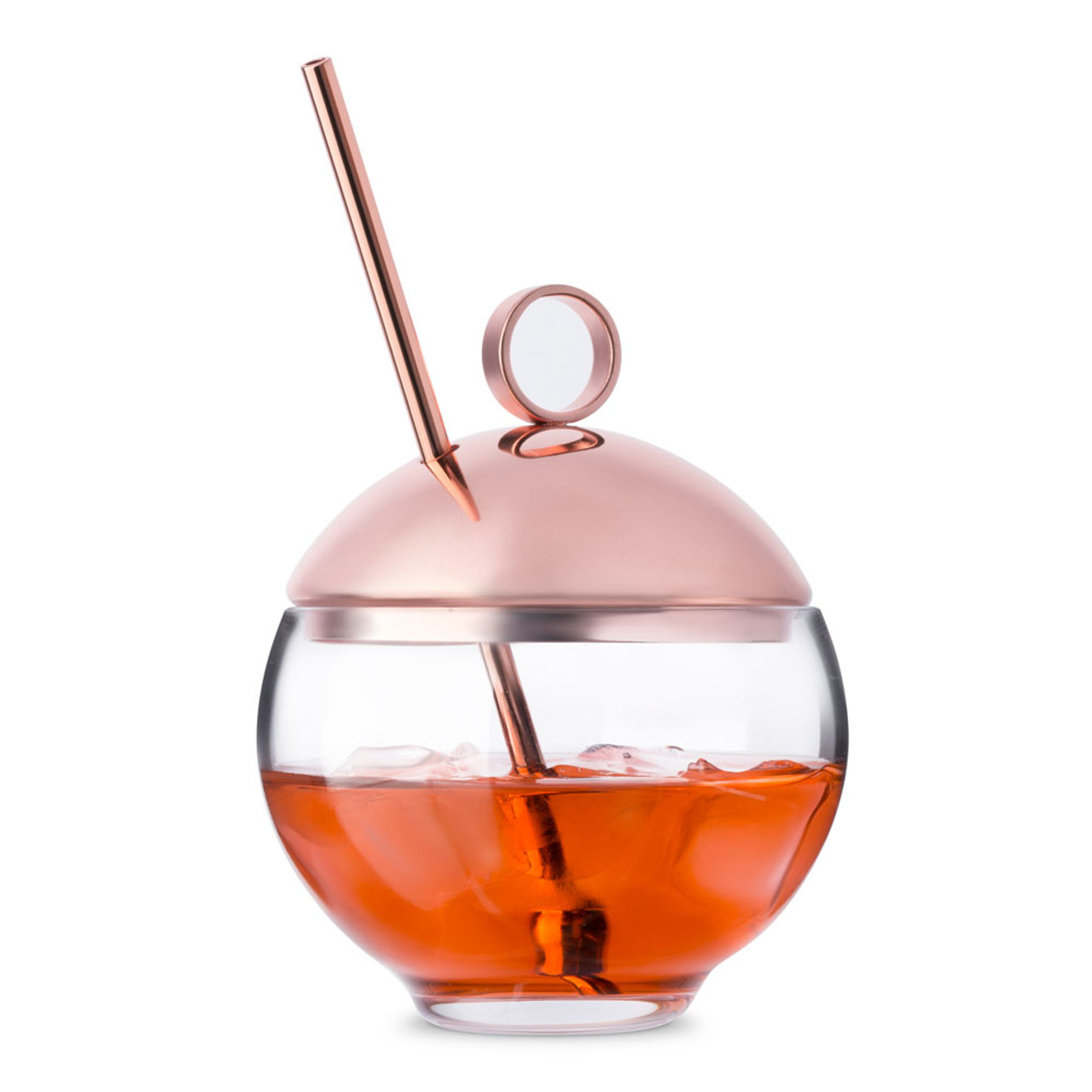 Nude Glass Hepburn Alchemy Cocktail Glass with Metal Lid & Straw