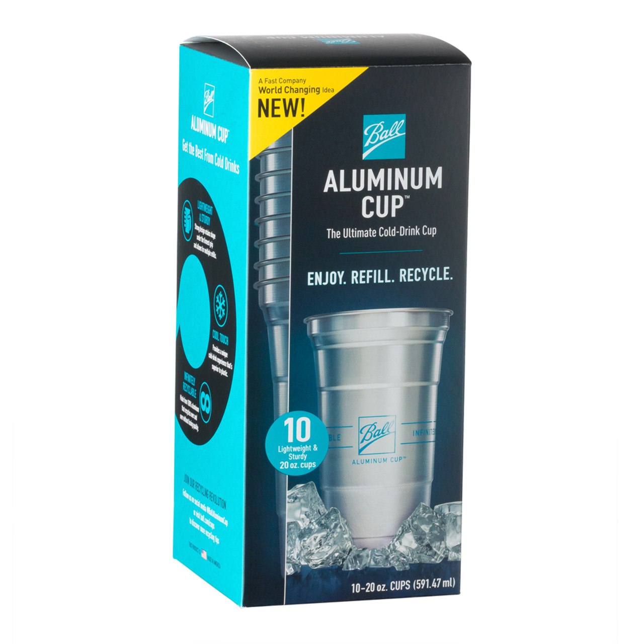 Ball Aluminum Cup, Recyclable Cold-Drink Cup, 20 oz. Cups, 30