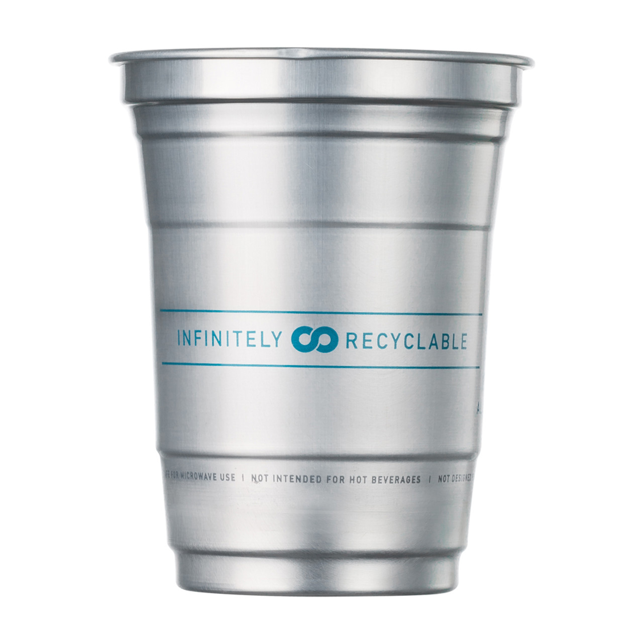 An aluminum solo cup which can be recycled forever, meant to
