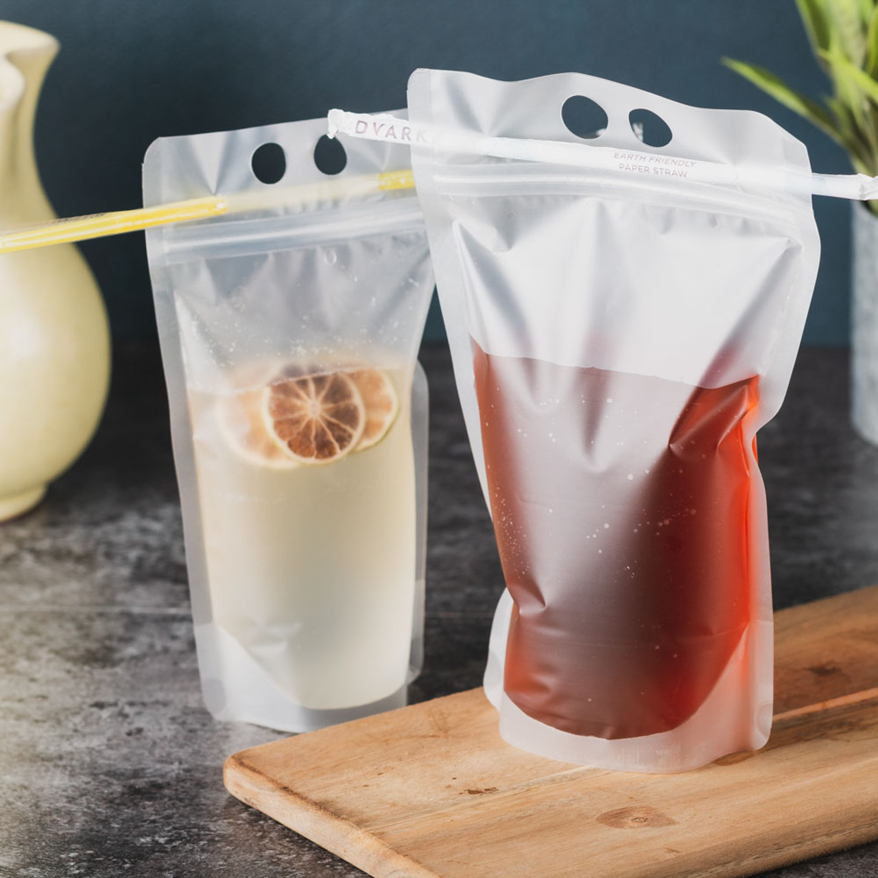 Drink Pouches with Straws Plastic Drink Bags with Zipper Party