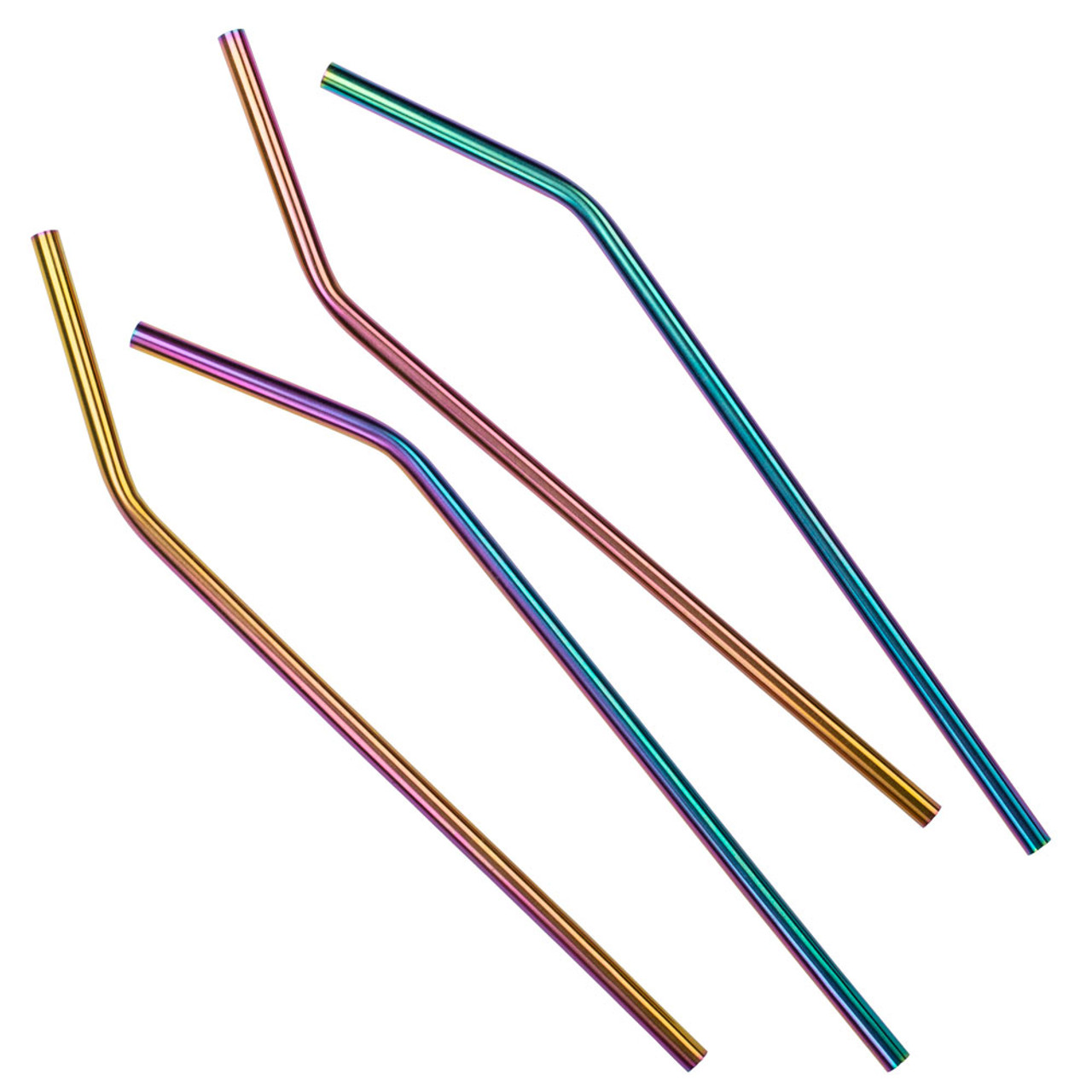 1 Bendy Gold 1 Straight Rainbow Metal Straws 8.5 inches — STRAWTOPIA