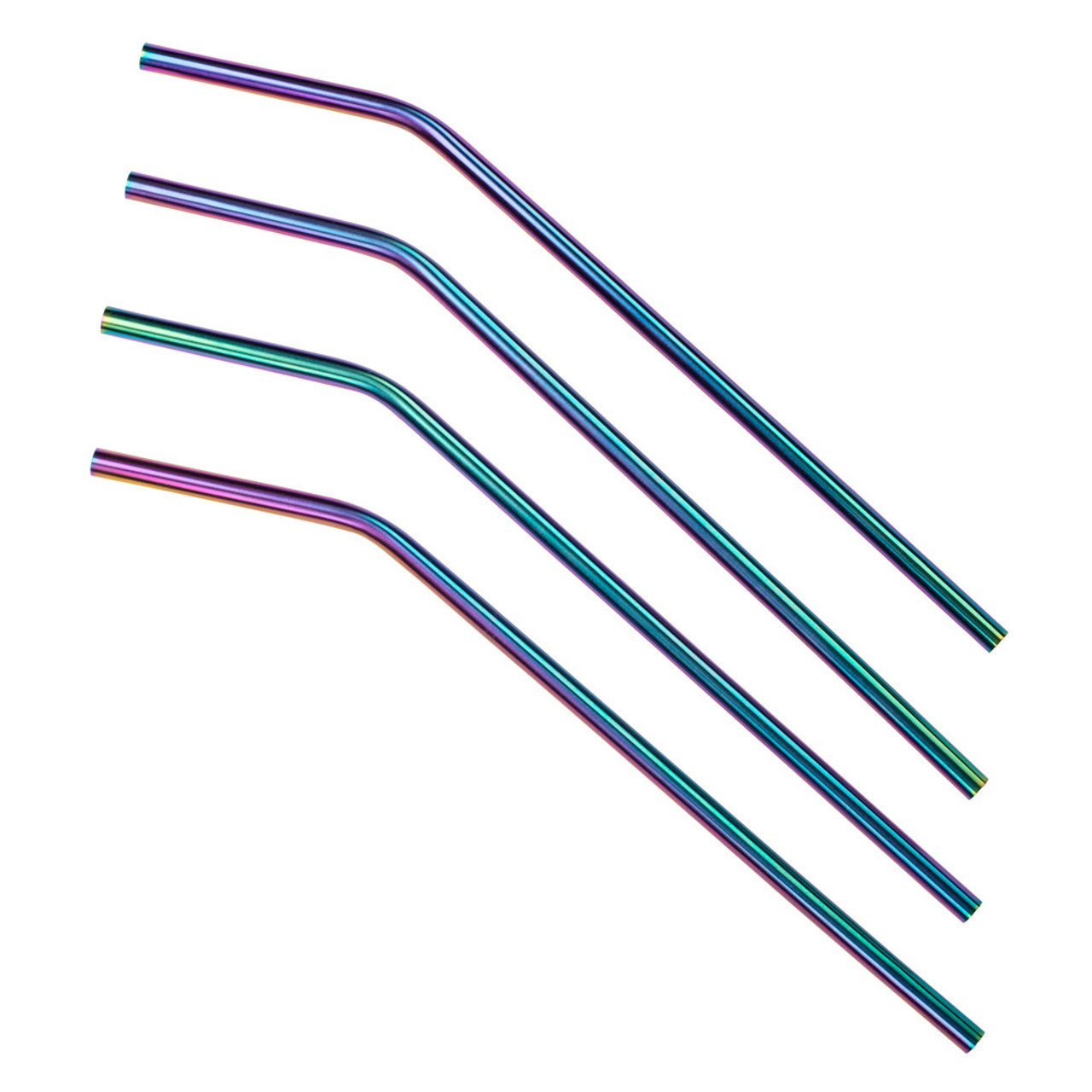 4 X Reusable Colourful Drinking Bent Metal Straw (rainbow)_h