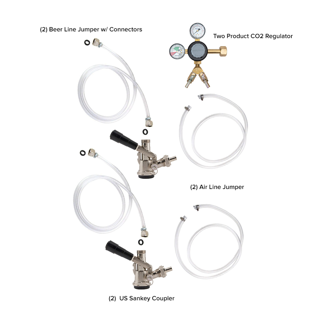 Double Faucet Jockey Box - 50' Coils - Complete Kit Without CO2