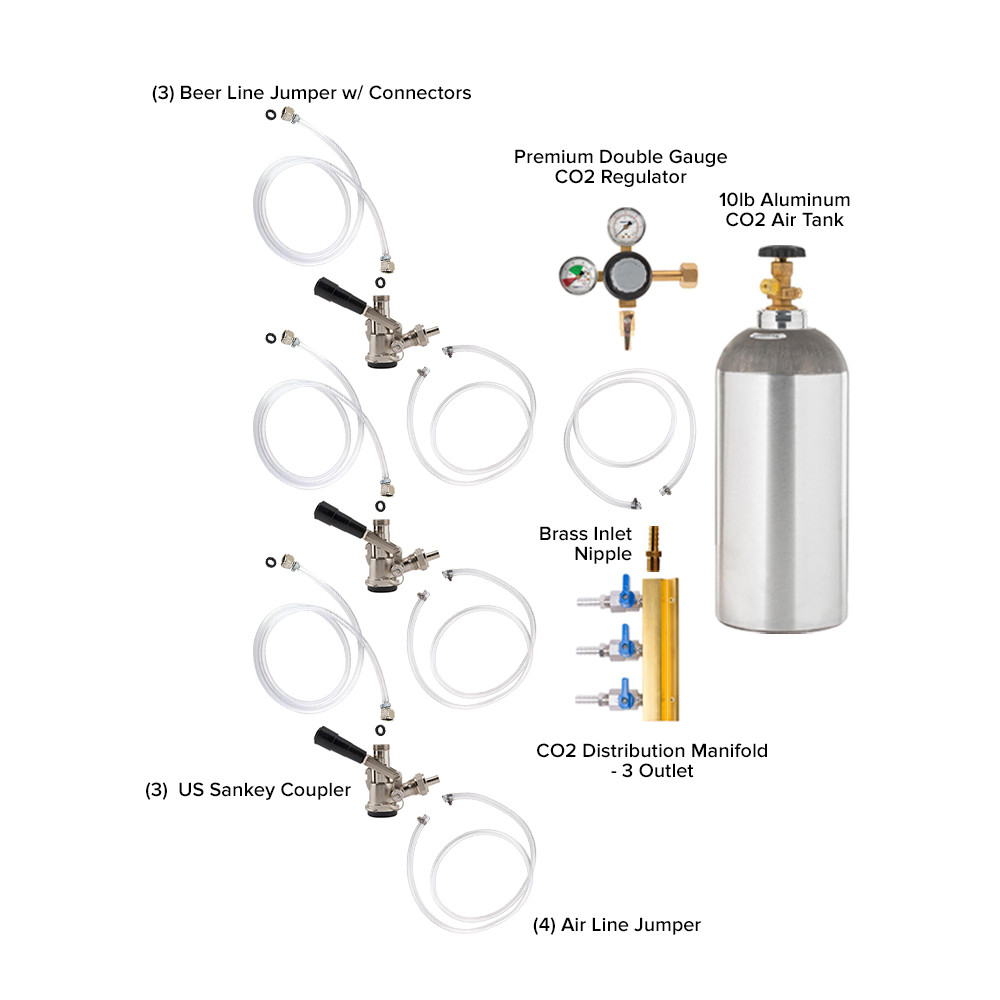 Triple Faucet Jockey Box - 70' Coils - Complete Kit - Kegworks