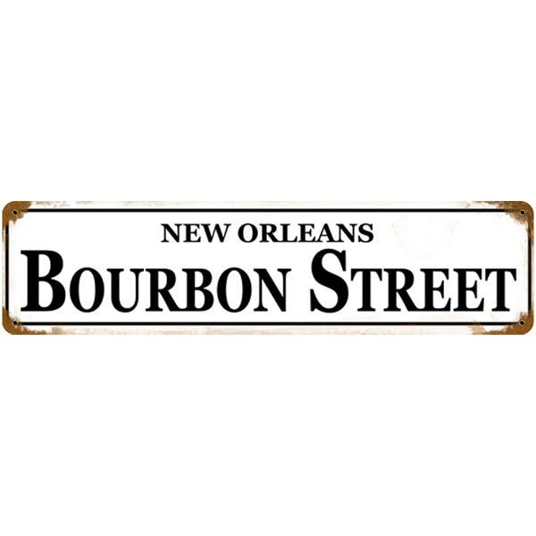 Vintage New Orleans Bourbon Street Metal Bar Sign