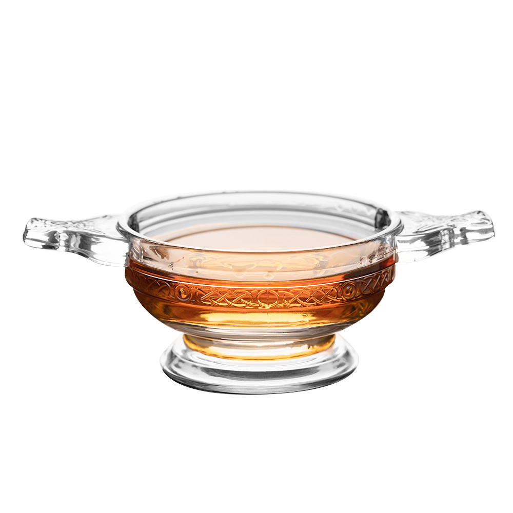 Urban Bar Glass Quaich Bowl Traditional Scottish Whiskey Drinking Cup