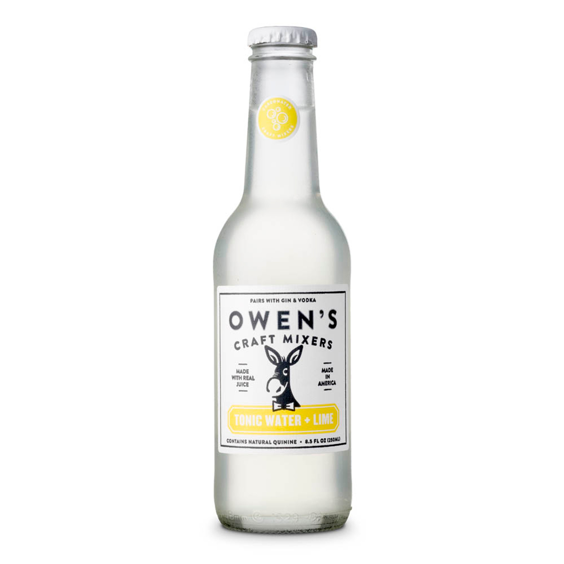 Owen's Tonic Water & Lime 8.45 oz Bottle Made With All Natural Quinine & Real Lime Juice