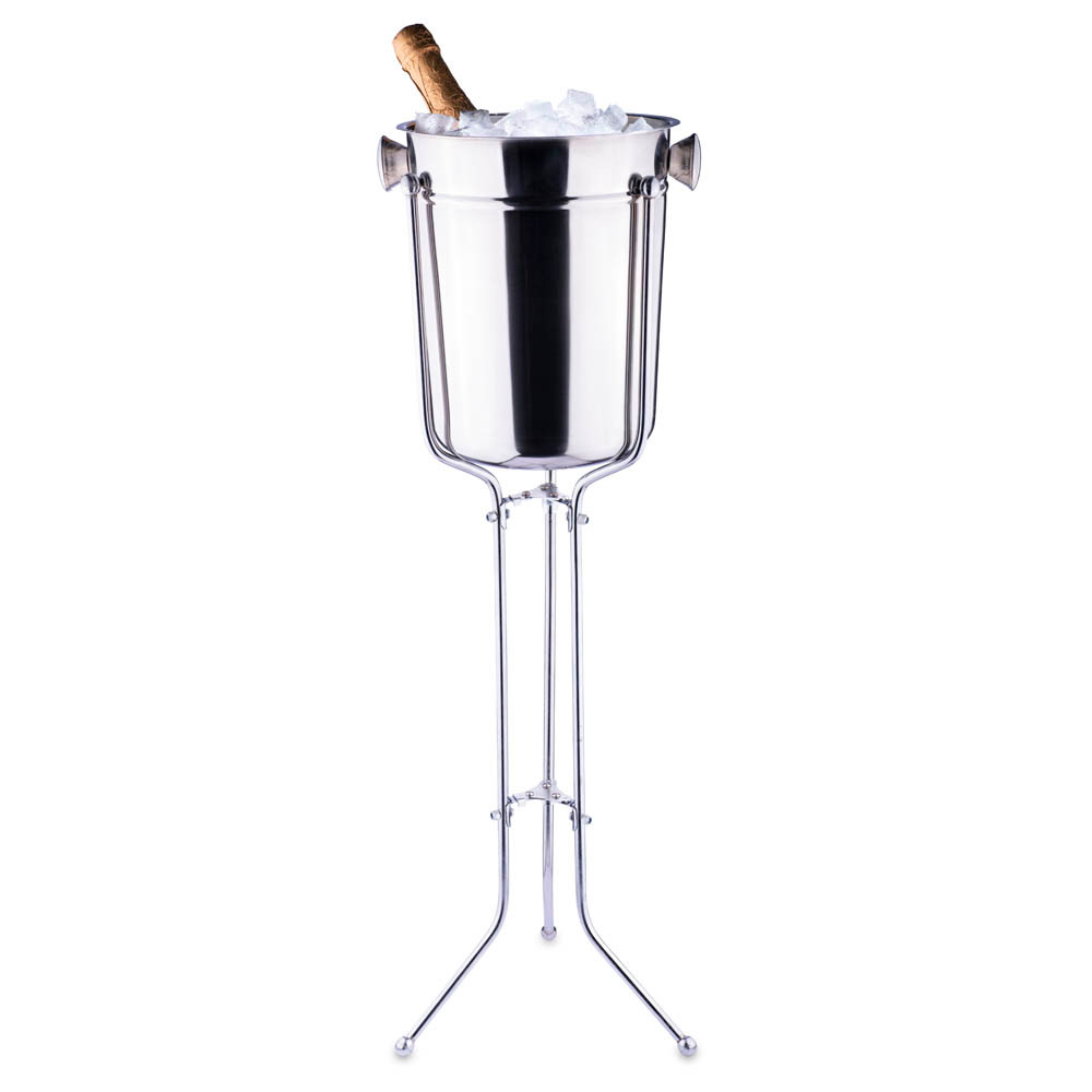 Champagne & Wine Bucket with Folding Stand 8 Qt Stainless Steel