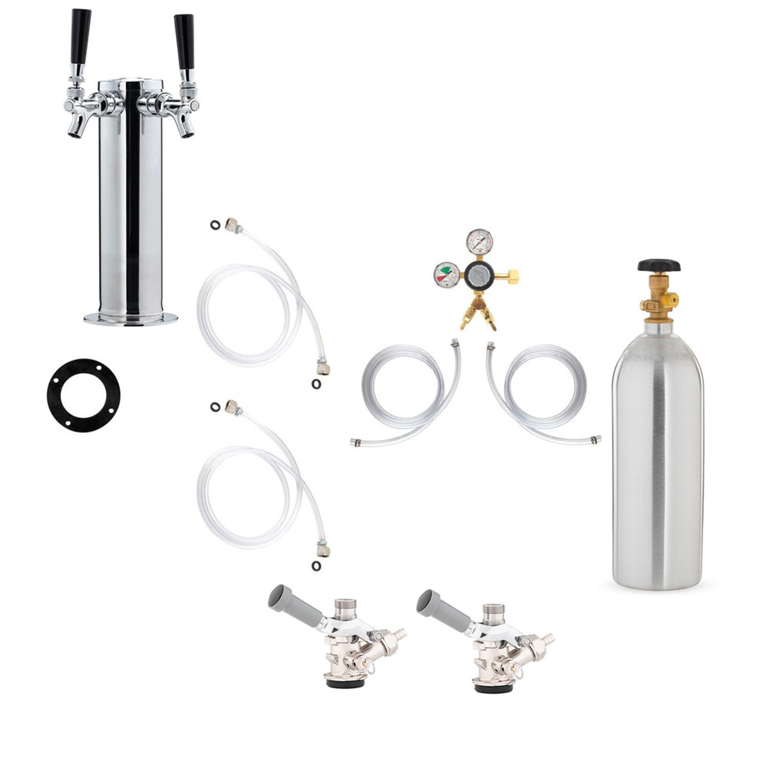 Deluxe Kegerator Conversion Kit 2 Faucets US Sankey D System 5lb