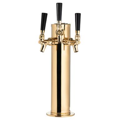 Draft Beer Tower - Brass - 3" Column - 3 Faucets