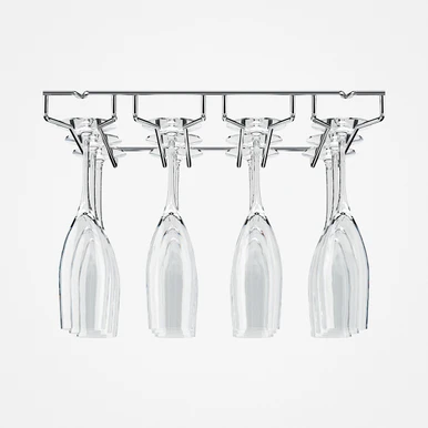 Hanging Champagne Glass Rack - 4 Channel - Polished Stainless Steel
