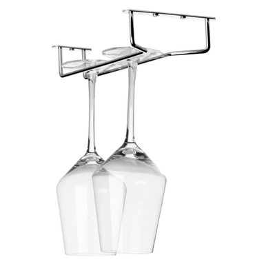 Hanging Glass Rack - Polished Stainless Steel - 10"L