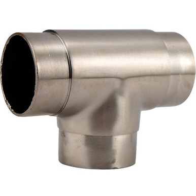 Flush Tee Hand Rail Fitting - Brushed Stainless Steel - 2" OD