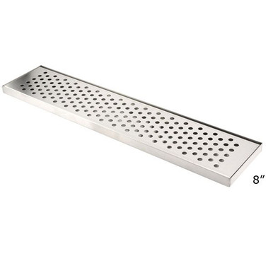 8" Wide Countertop Drip Tray - With Drain - 62" Length - SS