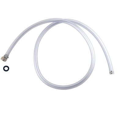 Beer Line Jumper - 3/16" ID - 5' Vinyl Hose w/ Tail Piece Connector & Screw Clamp
