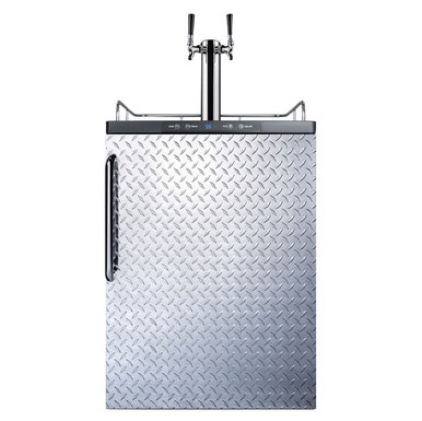 Summit Under Counter Kegerator - 2 Faucets - Diamond Plate Door