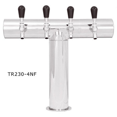 Terra Draft Beer Tower - No Flange - Stainless Steel - 3 3/16" Column - Glycol Cooled - 3 to 6 Faucets