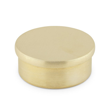 Flush Flat End Cap - Satin Brushed Brass - 1.5" OD