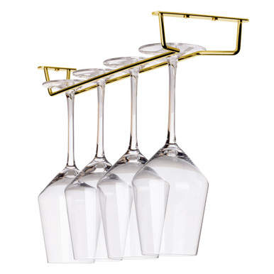 Hanging Glass Rack - Aged Gold Finish - 16"L