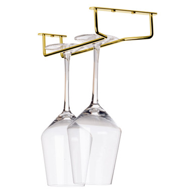 Hanging Glass Rack - Aged Gold Finish - 10"L