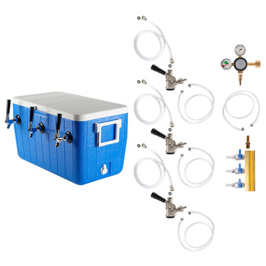 Triple Faucet Jockey Box - 70' Coils - Complete Kit Without CO2 Tank