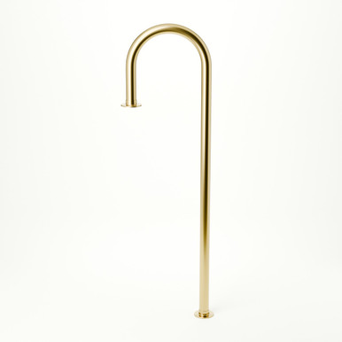 Floor Mounted Candy Cane Service Bar Rail - 2" OD - Polished Brass