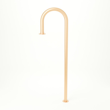 Floor Mounted Candy Cane Service Bar Rail - 2" OD - Brushed Brass