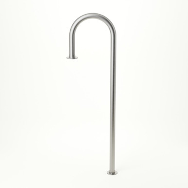 Floor Mounted Candy Cane Service Bar Rail - 2" OD - Brushed Stainless Steel
