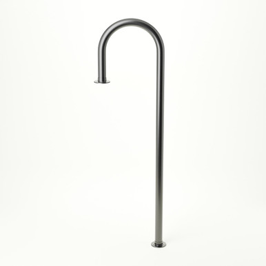 Floor Mounted Candy Cane Service Bar Rail - 2" OD - Gunmetal Grey