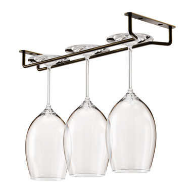 Hanging Glass Rack - Antique Brass - 12"L
